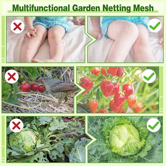 ANPHSIN Strong PP Nanocomposite Mosquito Net Garden Netting - 10 x 33ft Bird Insect Pest Mesh Barrier Screen for Patio, Balcony, Porch, Outdoor Raised Beds Protection (White)