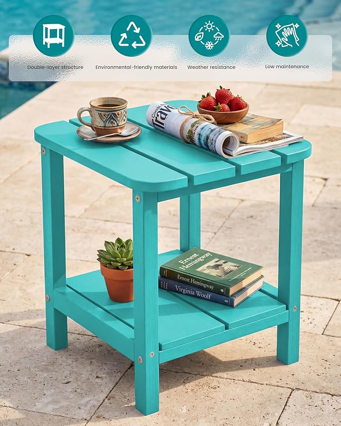 SERWALL Double Adirondack Side Table End Table- Tiffany