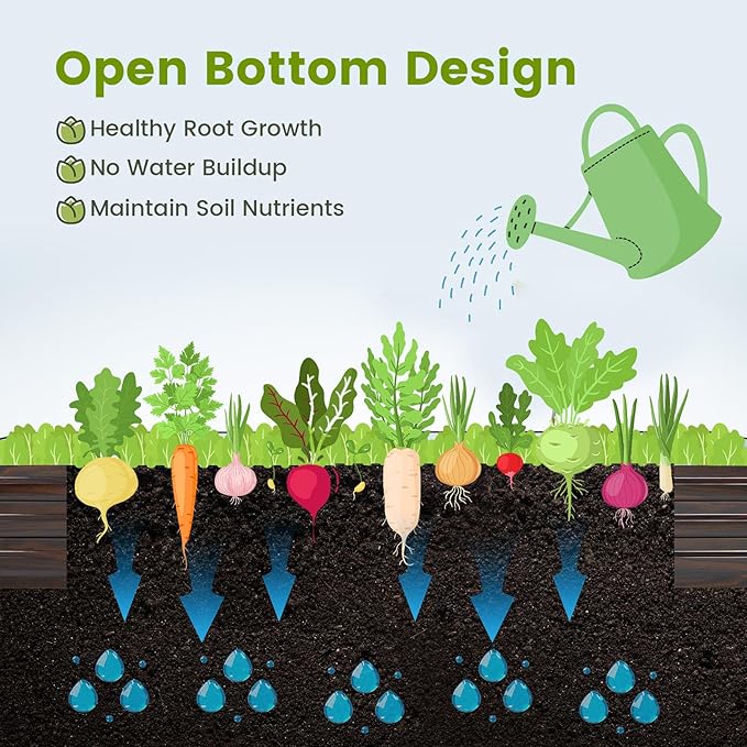 Giantex 8x4x1ft Metal Raised Garden Bed, Planter Box with Protective Edges, Gloves, Outdoor Raised Bed for Vegetables, Flowers, Fruit, Herb, Plant Garden Container for Lawn Backyard Patio