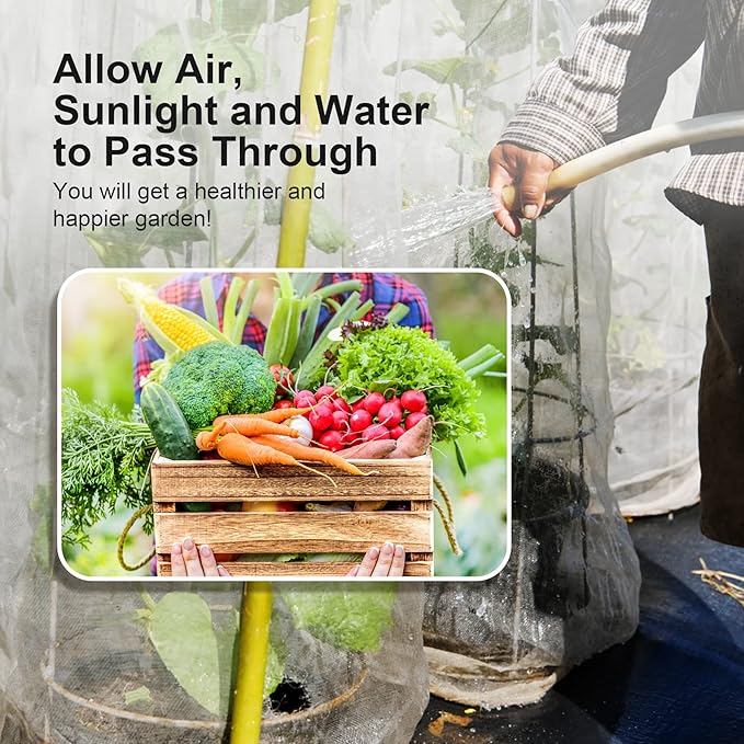Garden Netting Pest Barrier: Ultra Fine 15'x15' Bug Netting for Garden Protection Row Cover Raised Bed Screen Mesh Greenhouse Mosquito Net, Protecting Tree Plants Vegetable Flowers Fruits