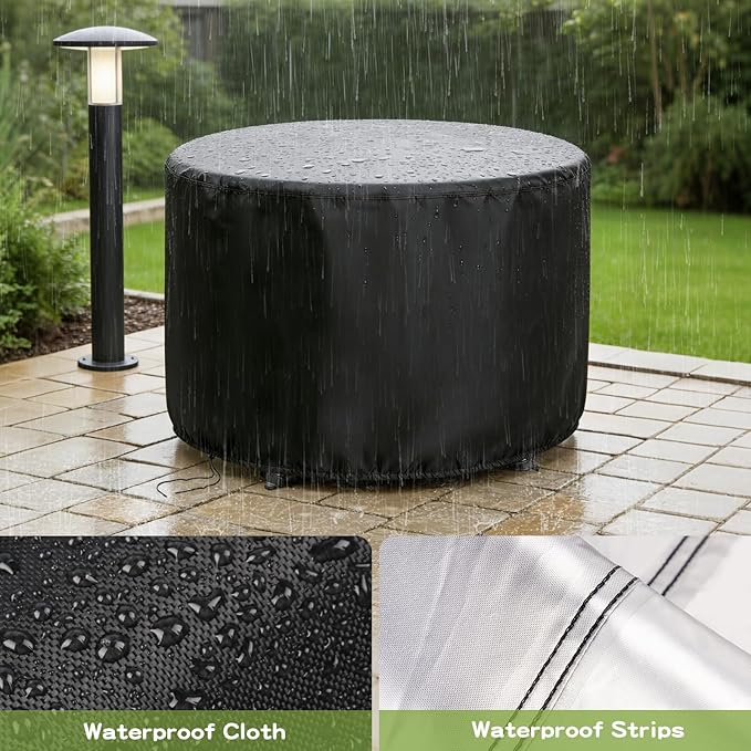 Round Patio Bar Height Table and Chair Cover 73 Inch, Outdoor Round Tall High Patio Table Cover for Patio Furniture - 73 X 43 Inch
