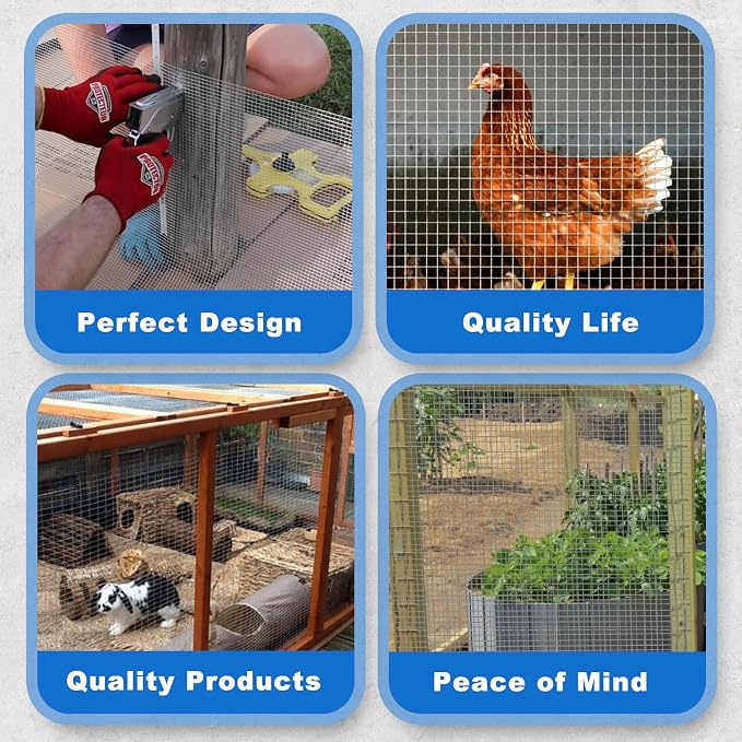 Black Hardware Cloth 1/2 in 48 in x 100.1 ft 19 Gauge - Chicken Wire Fencing, PVC Vinyl Coated Hardware Cloth, Mesh Garden Fencing Welded Wire Mesh Roll & Wire Cloth Gopher Wire