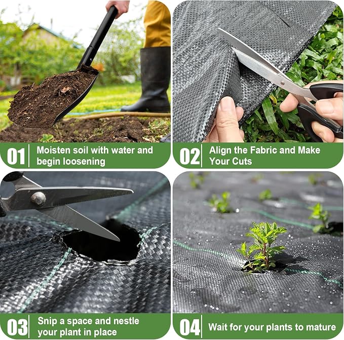 3FTx100FT Weed Barrier Fabric Heavy Duty, Gardening Landscape Fabric Cover Mat, Durable Weed Control Fabric for Garden Bed Cover, Landscaping, Commercial Driveway, Underlayment Use (3x100FT-3.2OZ)