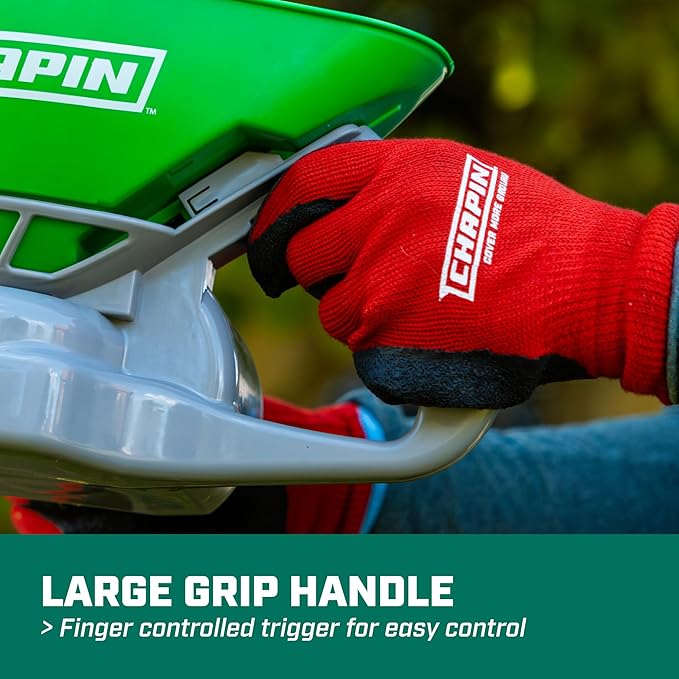 Chapin 8706G Spreader, Lawn and Garden, TurfPro, Hand Crank, Lightweight, Portable, Poly Scoop, Thumb Control Gate, 3 Settings, Ideal for Small Spaces, 15 Setting Gate, Fertilizer and Seeds, 0.3 Gal