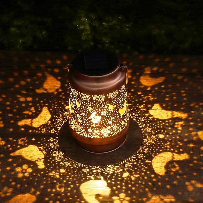 Chicken Solar Lanterns Outdoor Waterproof, Chicken Gifts for Women Farmhouse Lovers Hanging Solar Lights for Outside, Decorative Light for Garden Patio Porch Yard Decor