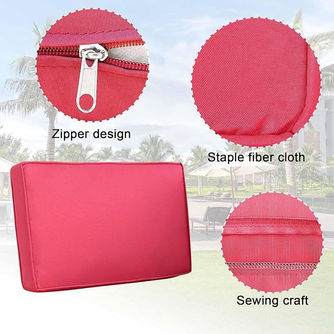14Pieces Patio Cushion Covers Replacement Outdoor Couch Cushions Covers Splashproof Sofa Slipcovers Set with Zippers,Patio Furniture Protector Cover Only(Red,25×25×3.15 inches)