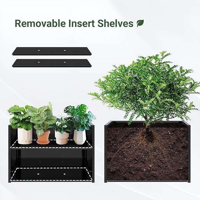 Metal Planter Box 36” x 12” x 24”, Heavy Duty Tall Rectangle Planter Box with with Drainage Holes & Rust-Proof Coating, Modern Outdoor/Indoor Black Planter Box for Porch, Garden, Patio, Yard