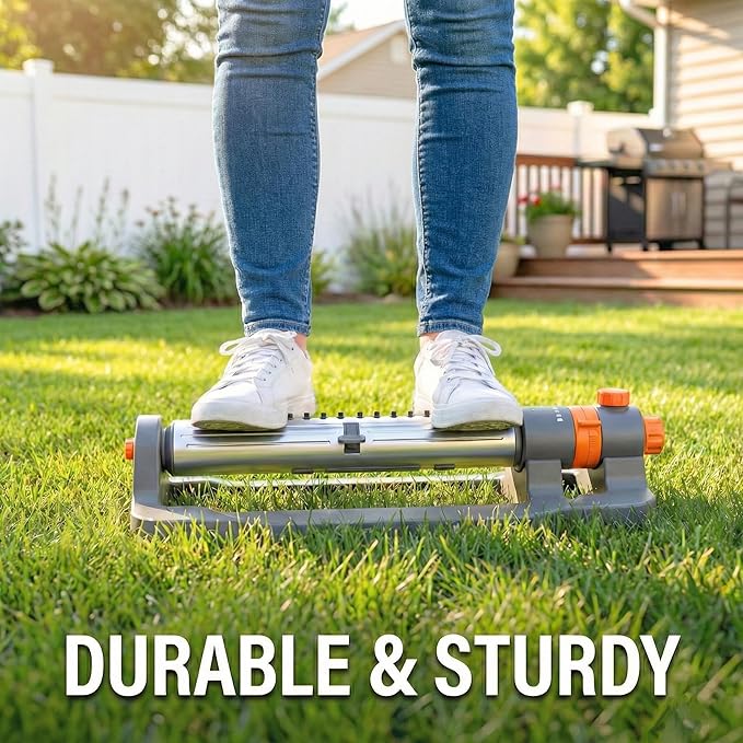Oscillating Water Sprinkler for Yard, Lawn Sprinkler with 3-Way Adjustable Spray for Garden and Lawn Large Area Outside Watering, Durable Base