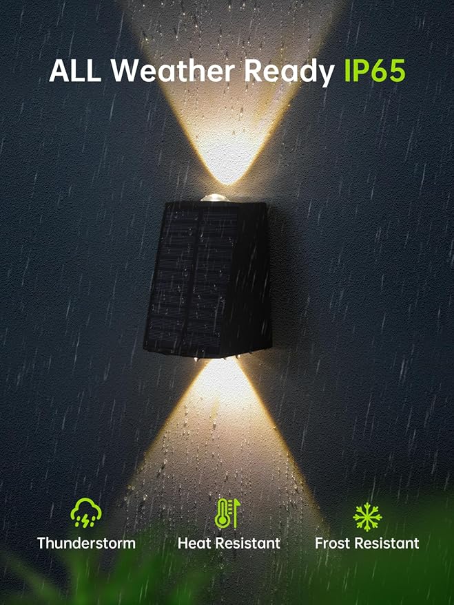 Mrzxy Solar Wall Lights Outdoor Waterproof Up Down Solar Lights Outdoor Dusk to Dawn Warm White for Fence, Wall
