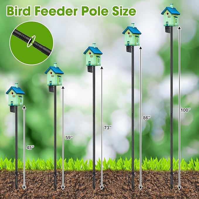 Bird House Pole for Outdoor, 90 Inch Heavy Duty Bird Feeder Pole with 5-Prong Base,1 Inch Diameter Bird Feeder Stand for Yard Garden Patio Watching (Without Bird House)