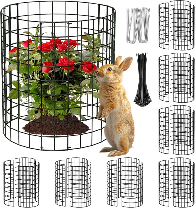8 Packs Round Plant Protector from Animals,Metal Wire Mesh Garden Plant Cages for Outdoor Gardening Supplies, Garden Protection Rabbits Chickens Ducks for Vegetables, Flowers, Shrubs (16'' x 12'')