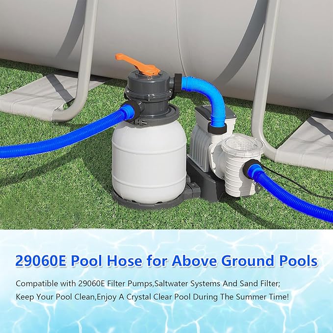 1.5" Replacement Pool Pump Hose for Above Ground Pools Accessories - 29060E Pool Hoses for Intex 1,500 GPH Pump, Sand Filters ＆ Saltwater System (Blue -2 Pack)
