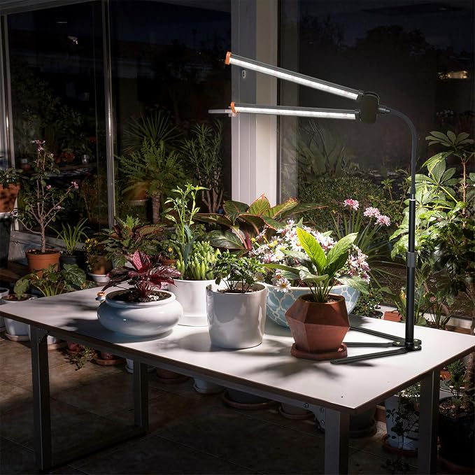 GHodec 2-Pack Grow Light for Indoor Plant, 6000K Full Spectrum Plant Lamp | Light Strip Foldable & Height Extendable 9-25'', Auto Timer 4 8 12Hrs,for Pot Succulents Seed Growing