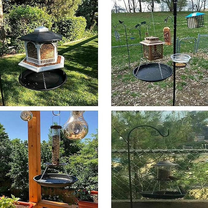 12.8" Platform Bird Feeder,Large Hanging Tray Squirrel Feeder,Wild Bird Seed Catcher Tray,Bird Viewing,for Attracting Birds Outdoors,Yard Garden,Backyard Decoration,Gift Ideas for Bird Lovers, Black