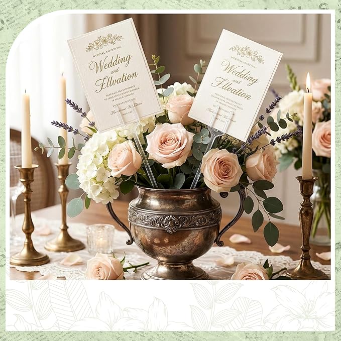 Patelai 20 Pcs Floral Picks Cardholder 9.4 Inch Plastic Transparent Fork Shaped Straight Head Flower Pick Card Clips for Bouquet Floral Photo Cake Wedding Birthday Party Decoration