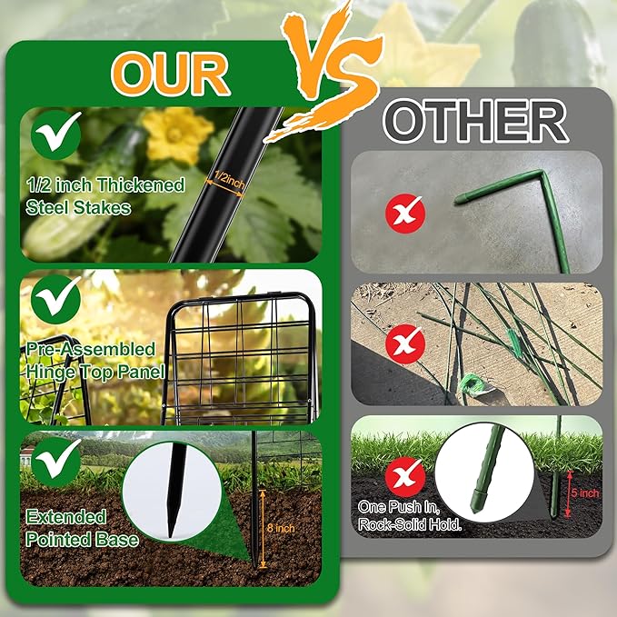 WAENLIR 63x17inch Cucumber Trellis Tomato cage with Dense Steel Grid–A-Frame Heavy Duty Metal Trellis for Raised Beds, Cattle Panels for Garden Trellis for Climbing Plants Outdoor (Black, 63x17inch)
