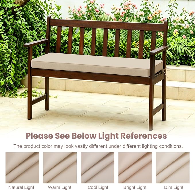 Outdoor Bench Cushions for Outdoor Furniture, 42x18 Inch, Waterproof Patio Furniture Cushion, Fade Resistant Bench Cushions for Porch Swing, Long Bench, Indoor, Beige