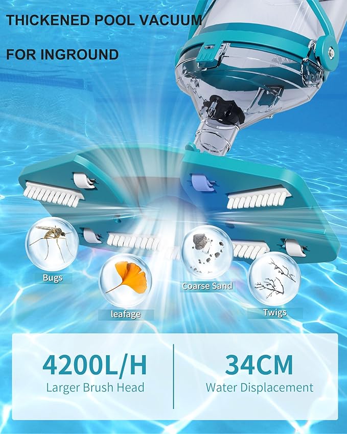 Cordless Pool Vacuum for Above Ground Pool 19.5 GPM,All Angle&LED Display,Handheld Rechargeable Spa Vacuum Cleaner for Inground Pools for Hot Tub, Leaves,Debris,Shallow Steps