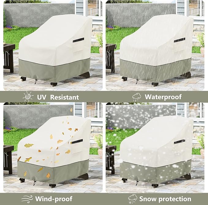 Patio Adirondack Chair Cover 2 Pack,Waterproof Heavy Duty Outdoor Chair Covers,Patio Adirondack Chair Cover for Outdoor Chair(28 W x 33 D x 36 H inches),Beige