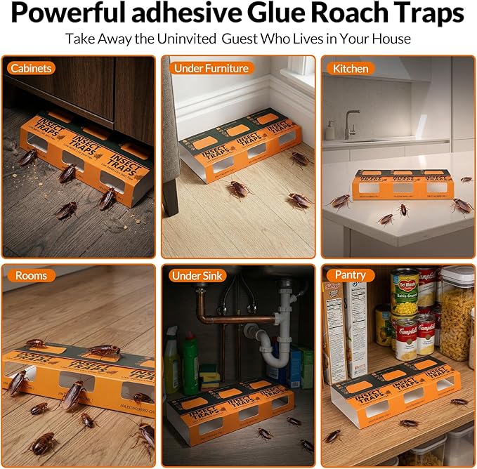 40 Pack Roach Traps, Cockroach Traps Indoor,Glue Roach Traps,Indoor Roach Trap for Home, Garage & Shed, Pest Control for Home,Child & Pets Safe