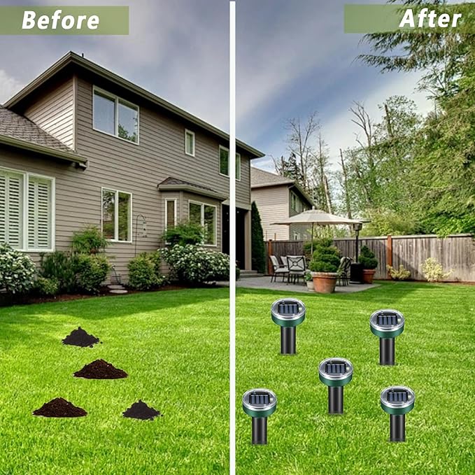 Squirrel Repellent Mole Repellent 10 Pack Solar Powered Sanke Gopher Deer Repellent Chaser Mole Deterrent Sonic Spikes Repellent Ultrasonic Pest Control Outdoor Keep Moles Out of Yard Lawn