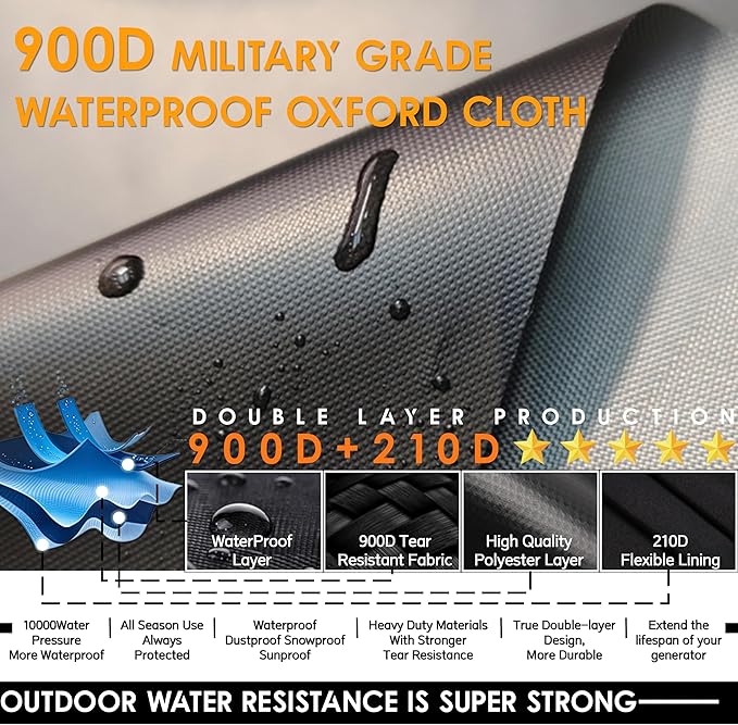 Generator Covers, Generator Covers While Running, Top Can Be Opened for Refueling, 600D Silver Coated Oxford Waterproof Cloth+200D Flexible Fabric Inner Lining, Double Layer Material
