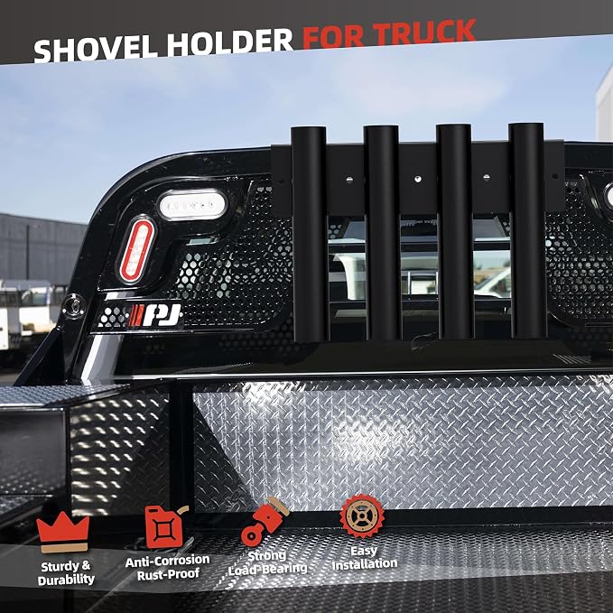 2 Pack Shovel Holder for Truck, Heavy Duty 8-Holes Hand Tool Rack for Truck Trailers & Garage or Shed Walls, Tool Holder for Shovels, Rakes, Hoes - 4 Holes in 1 Group