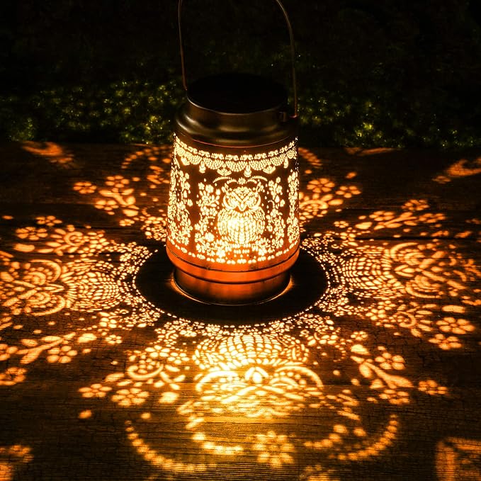 Owl Solar Lanterns Outdoor Waterproof, Gifts for Women Owl Lovers Hanging Solar Lights for Outside, Decorative Light for Garden Patio Porch Yard Decor