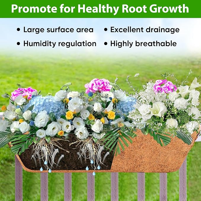 HKZ Deck Balcony Railing Planter Window Boxes - 4 Pack 24 Inch Planter Box, Balcony Planters Railing Hanging, Window Boxes Outdoor Fence Planters