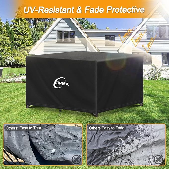 Kipiea Outdoor Furniture Covers Waterproof, 420D Heavy-Duty Patio Furniture Set Covers, No Tears Anti UV No Fading (45" L×45" W×28" H)