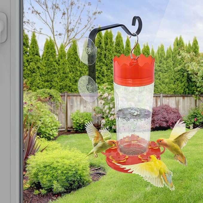 Heavy-Duty Window Suction Cup with Hanger, Window Mounted Wildlife, Hummingbird, Bird Feeders, Decorative Birdhouses, Wind Chimes & Plants, Strong Load-Bearing Hanging Hook (4)