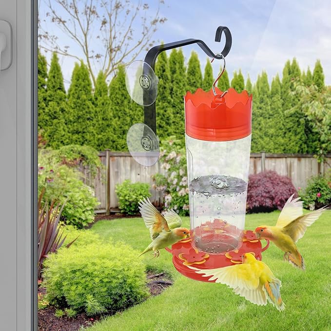 Heavy-Duty Window Suction Cup with Hanger, Window Mounted Wildlife, Hummingbird, Bird Feeders, Decorative Birdhouses, Wind Chimes & Plants, Strong Load-Bearing Hanging Hook (1)