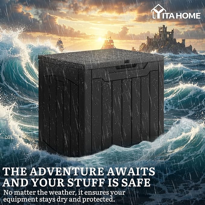 YITAHOME 31 Gallon Deck Boxes Set of 2, Lockable Outdoor Storage Bins for Patio Cushions, Garden Tools, Weather-Resistant Resin Storage Solution, Black