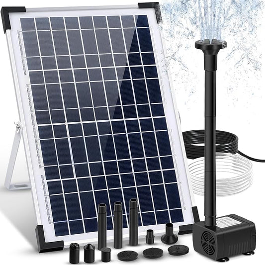 Solar Fountain Pump 12W Solar Water Fountain With 3 Spray Nozzle Solar Powered Water Pump 132 GPH Solar Pond Pump for Outdoor Garden Water Features