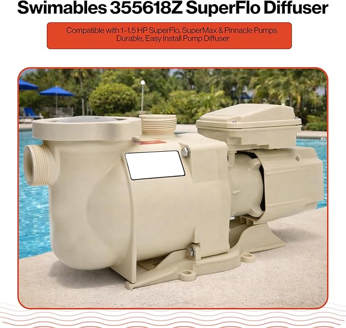 Swimables 355618Z SuperFlo Diffuser Replacement - Compatible with 1-1.5 HP SuperFlo, SuperMax & Pinnacle Pool Pumps, Durable Pump Diffuser, Easy Installation