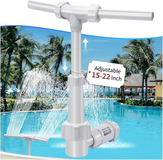KLLEYNA Dual Spray Pool Fountains for Above-Inground Swimming-Pool - Telescopic 15-22" Pipe Height, Summer Waterfall Cooler Improve Circulation,Pool Sprinkler Decor Adjustable Pressure (Light Gray)