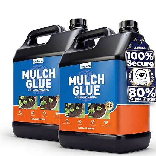 Mulch Glue, 2Gallon Rock Glue for Landscaping Strong Adhesion of Pea Gravel Stabilizer Landscape, Long-Lasting Weather-Resistant Lock Gravel Binder for Pebble, Pine Straw, Landscape Edging