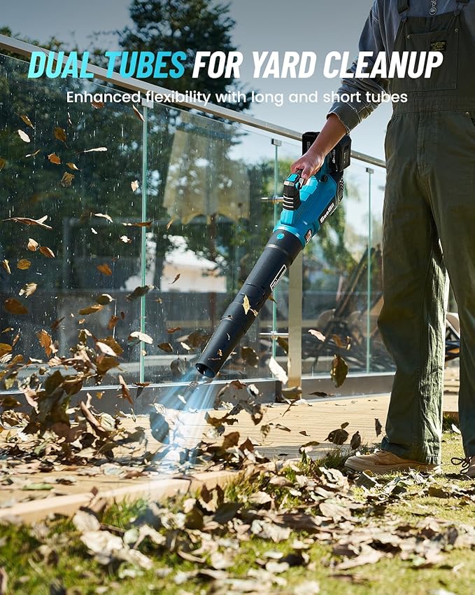 SEESII 40V Leaf Blower Cordless with 2 x 5200mAh Batteries and 2 Chargers, 680CFM 210MPH Electric Leaf Blower with Variable Speed Control, Handheld Battery Blower for Lawn Care, Dust and Debris