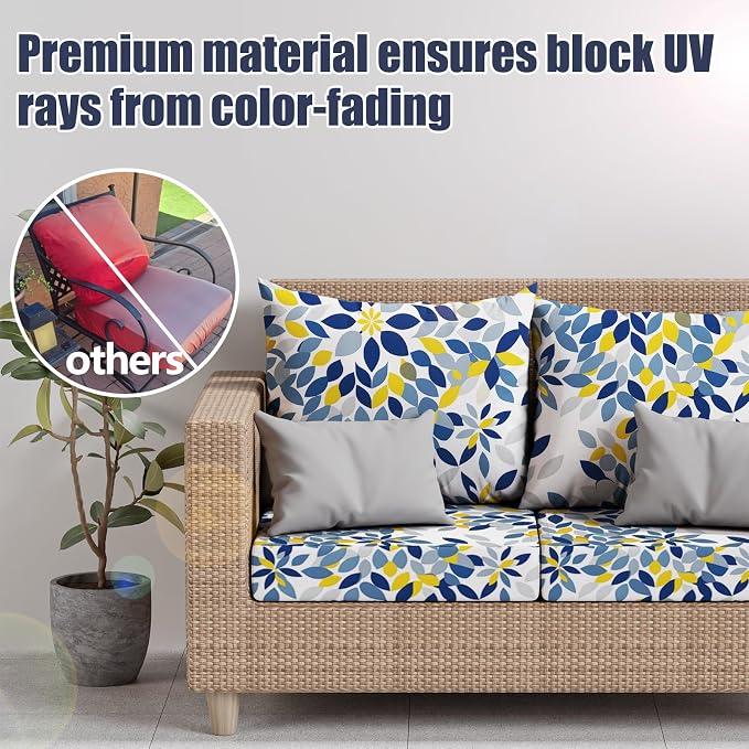 8Pcs Stretch Patio Cushion Covers, Outdoor Couch & Sofa Replacement Slipcovers for Patio Furniture Cushion Covers, Washable Reusable Furniture Protector