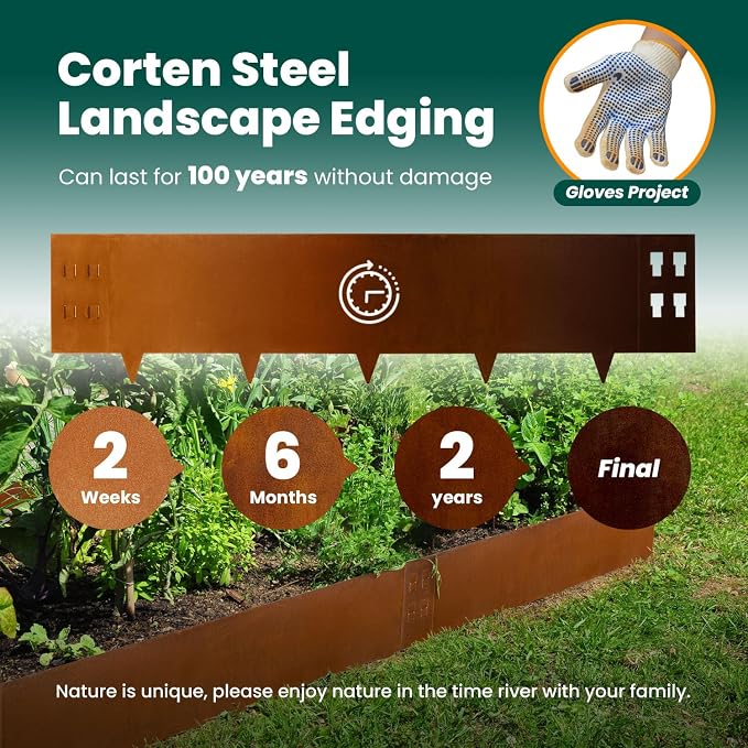 Corten Steel Landscape Edging Metal Garden Edging 10" H x 40" L Steel Landscape Edging Garden Landscaping Border Rusted Edge for Lawn Yard Outdoor Plant 6 pcs by GZGNEEVL