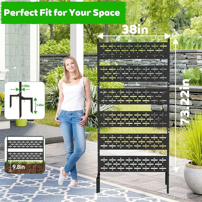 72" H x 38" W Air Conditioner Fence Screen,Outdoor Privacy Screen Panels,Trash Can Privacy Screen for Outside Patio Backyard,Balcony, Pool