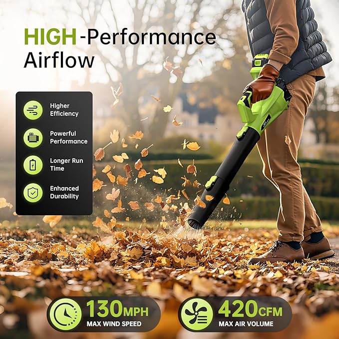 Leaf Blower, SIXCRAFTSMEN 21V Leaf Blower Cordless with 2 x 3.0Ah Battery and Fast Charger, 6-Speeds,Electric Blowers with Extension Tube for Patio, Lawn,Yard,Garage,Blowing Leaves,Dust,Snow