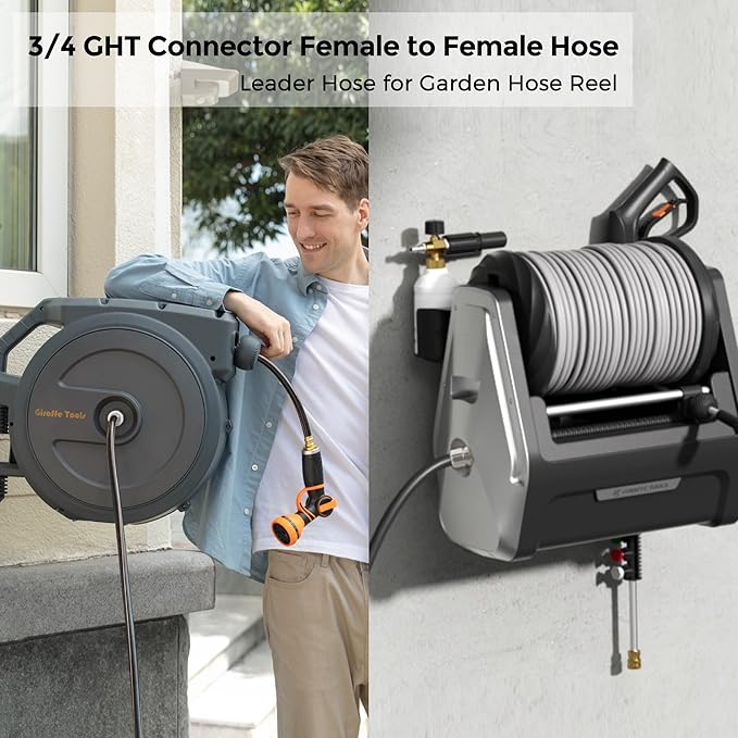 Giraffe Tools Garden Hose 5/8", Custom Length, Heavy Duty, No Kink, Flexible, Rubber Garden Hose, Leakproof Water Hose, 600 Burst PSI, 8ft Female to Female Hose