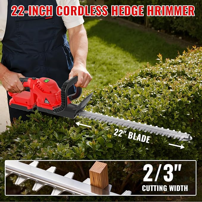 22-INCH Cordless Hedge Trimmer with Rotatable Handle Compatible with Milwaukee M18 Battery, Brushless Motor Trimmers Battery Powered, Electric Hedge Trimmer Cordless Bush Trimmers for Garden-ONLY TOOL