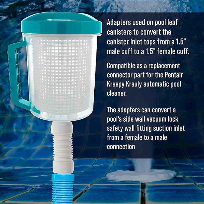 U.S. Pool Supply Hose Connector Adapter, 1.5" Female to Female Fitting, Connects Male Cuff Vacuum Hose Sections, Automatic Pool Cleaners - Replacement Compatible Kreepy Krauly K21241B