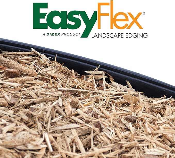 EasyFlex No-Dig Landscape Edging with BONUS Anchoring Spikes, 1.5 in. Tall Straight Top Plastic Garden Border, 100 Foot Kit, Black