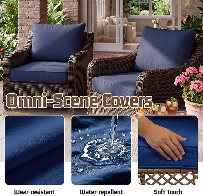 4pcs Outdoor Patio Cushion Covers Replacement, 24" Zippered Outdoor Cushion Covers Waterproof, UV Resistant & Washable Patio Furniture Cushion Covers Waterproof for Patio Sectional, Navy Blue