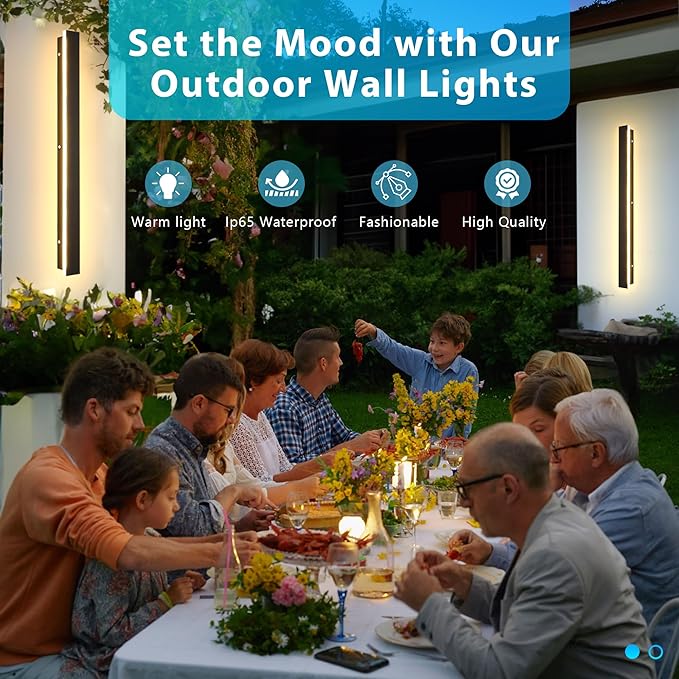 Outdoor Wall Light LED Long Wall Sconce 11.82in Ip65 Waterproof Black Modern Outdoor Lights 3000k 9W Metal Exterior Light Fixture for Porch Light Patio Front Door Yard Garden Villa Living Room