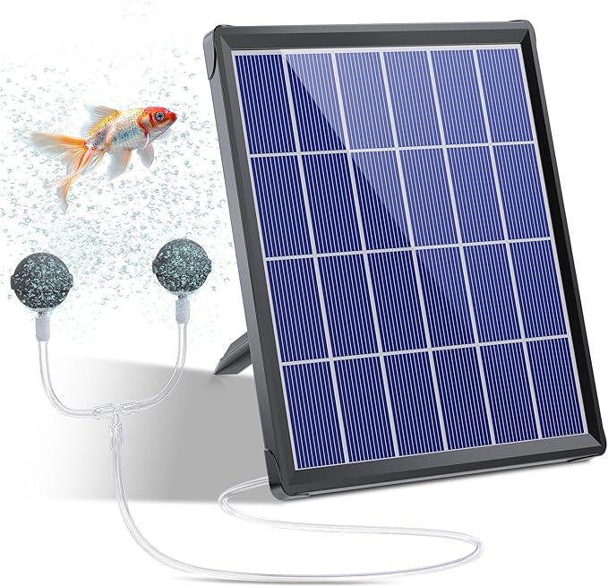Biling Solar Pond Aerator with Battery Backup, Portable Design Solar Air Pump Pond Bubbler for Outdoor Fish Pond Stock Tank Aquarium