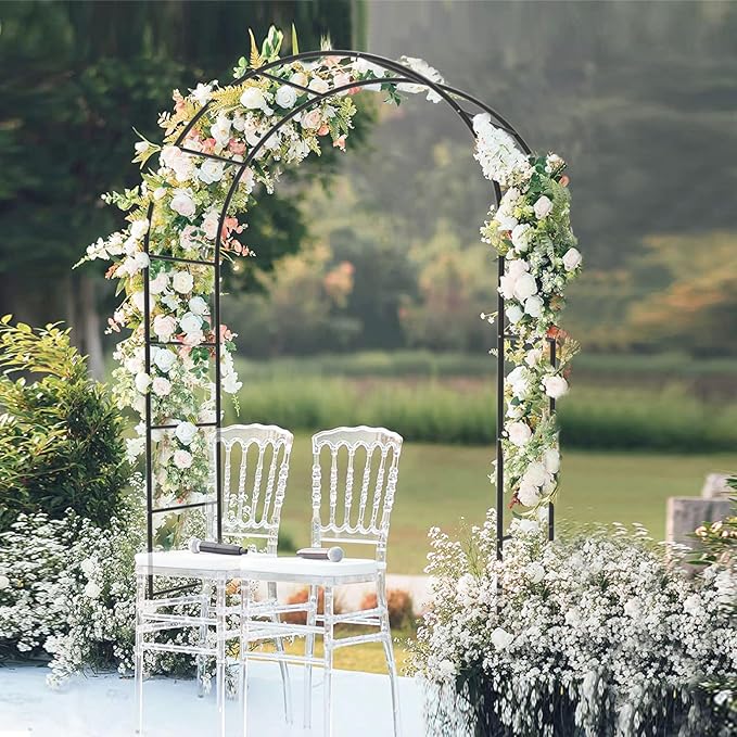 Garden Arch Trellis for Climbing Plants Outdoor - Height: 94.5", Length: 55", Sturdy Metal Garden Arbor with Rust-Proof Coating, Garden Arch for Wedding Decorations and Balloon Arch Stand